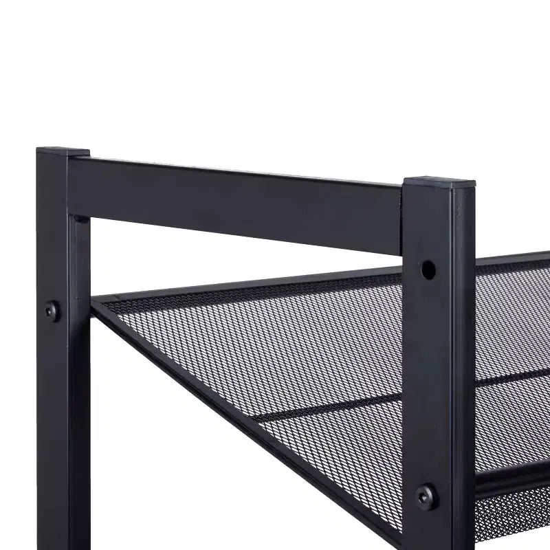 Schuhregal-Organizer mit 3 Etagen und Netz, schwarz: Eisenrahmen, fasst 12 Paar, freistehend, 73,7 cm B x 62 cm T x 30,5 cm H