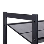 Schuhregal-Organizer mit 3 Etagen und Netz, schwarz: Eisenrahmen, fasst 12 Paar, freistehend, 73,7 cm B x 62 cm T x 30,5 cm H