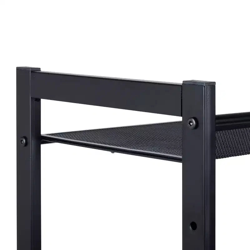 Schuhregal-Organizer mit 3 Etagen und Netz, schwarz: Eisenrahmen, fasst 12 Paar, freistehend, 73,7 cm B x 62 cm T x 30,5 cm H