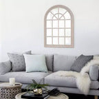 41"x29" Wandspiegel im Fenstersprossen-Design, Holzrahmen, Taupe