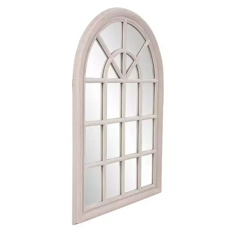 41"x29" Wandspiegel im Fenstersprossen-Design, Holzrahmen, Taupe