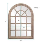 41"x29" Wandspiegel im Fenstersprossen-Design, Holzrahmen, Taupe