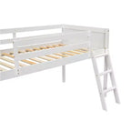 Niedriges Loftbett aus Holz in Twin/Full-Größe mit Leiter