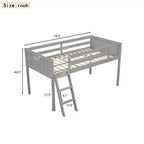Niedriges Loftbett aus Holz in Twin/Full-Größe mit Leiter
