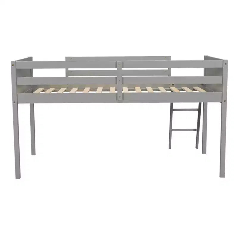Niedriges Loftbett aus Holz in Twin/Full-Größe mit Leiter