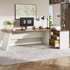 Moderner 78 L-förmiger Chefschreibtisch mit Schubladen und Aktenschrank
