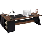 Lantine Modern 78 L-Shaped Executive Desk with Drawers and Lateral File Cabinet