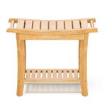 Bamboo Shower Bench with Storage Shelf, Waterproof, 330 lbs Capacity