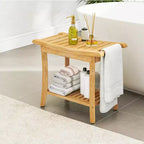 Bambus-Duschhocker mit Ablage, wasserdicht, kg Tragkraft