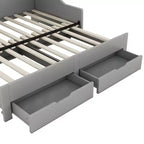 Tagesbett vom Twin- bis zum Kingsize-Format mit USB-Anschlüssen, Bücherregalen und zwei Schubladen, Weiß/Grau