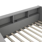 Tagesbett vom Twin- bis zum Kingsize-Format mit USB-Anschlüssen, Bücherregalen und zwei Schubladen, Weiß/Grau
