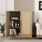 Rattanholz Akzentschrank mit verstellbarem Regal Aufbewahrungsschrank Natur