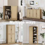 Rattanholz Akzentschrank mit verstellbarem Regal Aufbewahrungsschrank Natur
