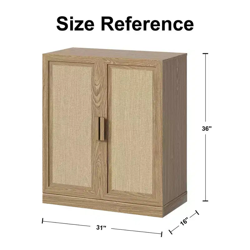 Rattanholz Akzentschrank mit verstellbarem Regal Aufbewahrungsschrank Natur
