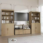Rattanholz Akzentschrank mit verstellbarem Regal Aufbewahrungsschrank Natur