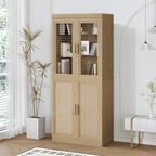 Rattanholz Akzentschrank mit verstellbarem Regal Aufbewahrungsschrank Natur