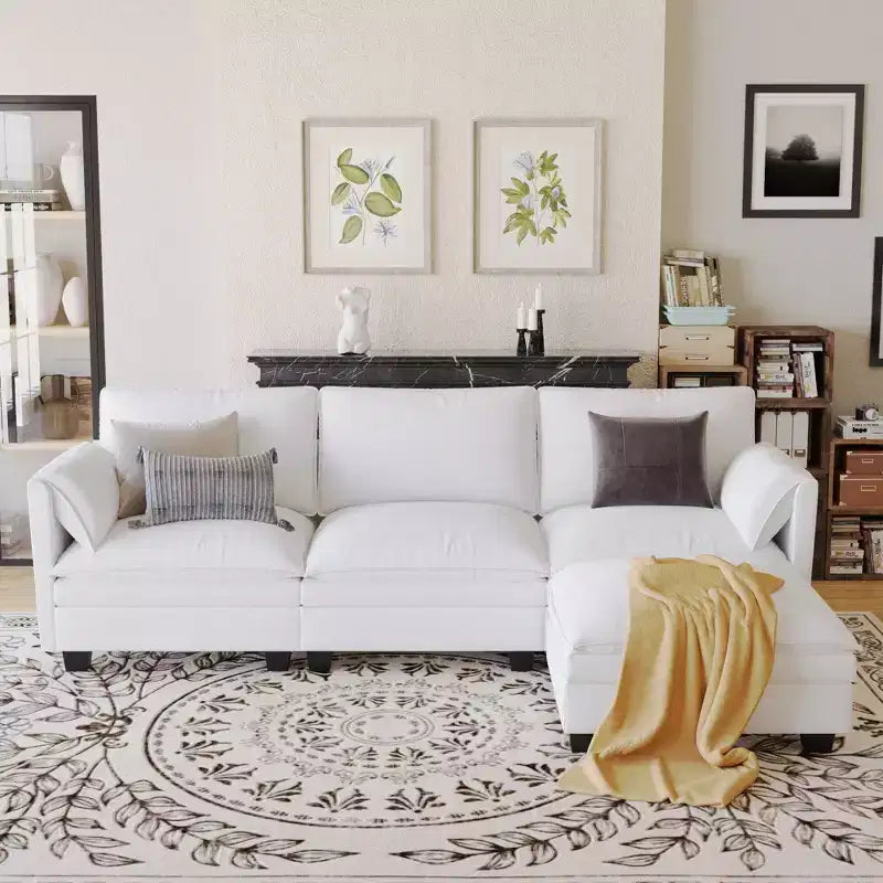 107,8 L-förmiges 3-Sitzer-Sofa mit Ottoman