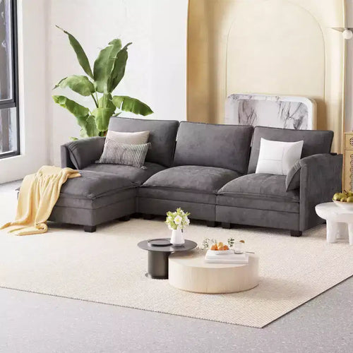 107,8 L-förmiges 3-Sitzer-Sofa mit Ottoman