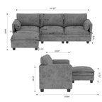 107,8 L-förmiges 3-Sitzer-Sofa mit Ottoman