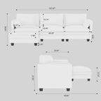 107,8 L-förmiges 3-Sitzer-Sofa mit Ottoman