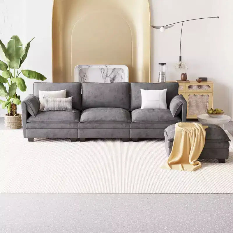 107,8 L-förmiges 3-Sitzer-Sofa mit Ottoman