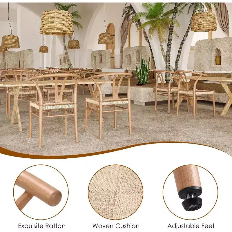 Natur-Metall-Rattan Esszimmerstuhl 2er-Set