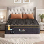 Bestier 14 Queen Size Mattress, Cooling Gel Memory Foam Black Mattress, Organic Wool Mattress, Lumbar Support Spring for Superior Comfort