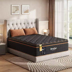 14 Zoll große Queensize-Matratze, kühlende Gel-Memory-Schaum-Matratze in Schwarz, Matratze aus Bio-Wolle, Federkern mit Lordosenstütze für höchsten Komfort