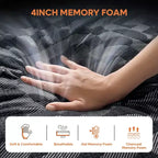 14 Zoll große Queensize-Matratze, kühlende Gel-Memory-Schaum-Matratze in Schwarz, Matratze aus Bio-Wolle, Federkern mit Lordosenstütze für höchsten Komfort