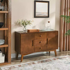 GDFStudio Sigrid Mid Century Modern 47.3 Wood Storage Sideboard with 2 Doors and 3 Drawers