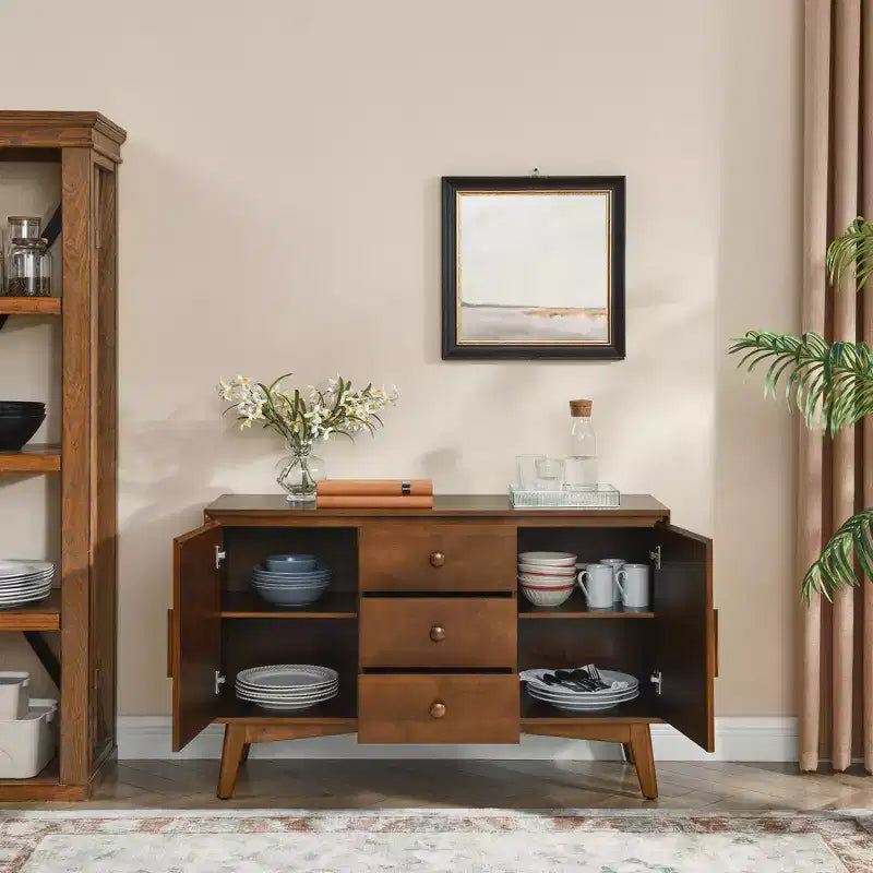 Mid Century Modern 47.3 Holz-Anrichte mit 2 Türen und 3 Schubladen
