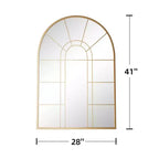 Goldener Gitter-Wandspiegel mit rechtwinkligem Doppelbogen, Eisenkunst-Design