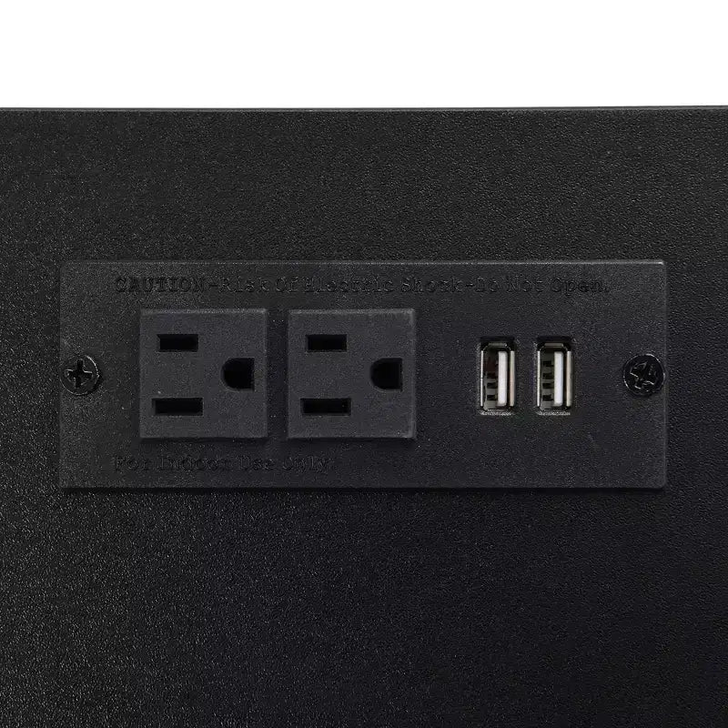 Metall-Plattformbett in voller Größe mit gepolstertem Kopfteil, Ablageflächen, Holz-Aufbewahrungsschrank und USB-Ladeanschlüssen
