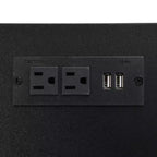 Metall-Plattformbett in voller Größe mit gepolstertem Kopfteil, Ablageflächen, Holz-Aufbewahrungsschrank und USB-Ladeanschlüssen