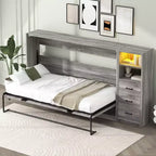 GDFStudio Bennett Metal and Wood Murphy Bed, Folded into a Cabinet