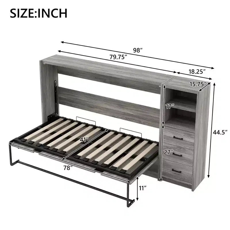 Metall- und Holz-Schrankbett, in einen Schrank klappbar
