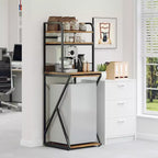 4-Tier Mini Shelf with Power Outlet and Storage  Mini Fridge Stand, Microwave Oven Stand Table, Bar Cabinet, for Kitchen, Living Room, Office