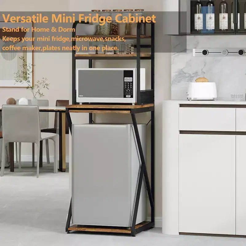 Mini-Regal mit Steckdose und Stauraum, Minikühlschrank-Ständer, Mikrowellenständer-Tisch, Barschrank, für Küche, Wohnzimmer, Büro