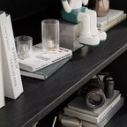 67 Schwarzes Bücherregal mit Vitrine, verstellbaren Einlegeböden und 2 Glastüren für das Wohnzimmer