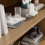 67 Schwarzes Bücherregal mit Vitrine, verstellbaren Einlegeböden und 2 Glastüren für das Wohnzimmer