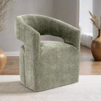Sessel mit geschwungener Rückenlehne,Drehsessel mit Fußkreuz,Rollen,runder Sitz,neutraler strukturierter Stoff,Loungesessel für Wohnzimmer,Schlafzimmer