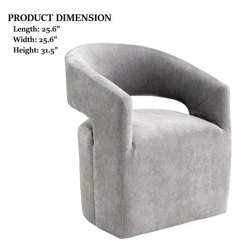Sessel mit geschwungener Rückenlehne,Drehsessel mit Fußkreuz,Rollen,runder Sitz,neutraler strukturierter Stoff,Loungesessel für Wohnzimmer,Schlafzimmer