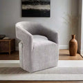 Sessel mit geschwungener Rückenlehne,Drehsessel mit Fußkreuz,Rollen,runder Sitz,neutraler strukturierter Stoff,Loungesessel für Wohnzimmer,Schlafzimmer