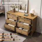 Kommode mit 6 Schubladen, hölzerne Aufbewahrungskommode, große breite Kommode als TV-Ständer, moderner Schubladen-Organizer für Schlafzimmer, Wohnzimmer, Flur, Eingangsbereich
