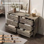 Kommode mit 6 Schubladen, hölzerne Aufbewahrungskommode, große breite Kommode als TV-Ständer, moderner Schubladen-Organizer für Schlafzimmer, Wohnzimmer, Flur, Eingangsbereich