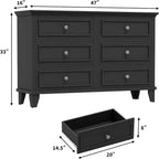 Kommode mit 6 Schubladen, hölzerne Aufbewahrungskommode, große breite Kommode als TV-Ständer, moderner Schubladen-Organizer für Schlafzimmer, Wohnzimmer, Flur, Eingangsbereich