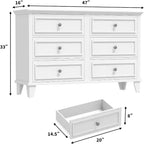 Kommode mit 6 Schubladen, hölzerne Aufbewahrungskommode, große breite Kommode als TV-Ständer, moderner Schubladen-Organizer für Schlafzimmer, Wohnzimmer, Flur, Eingangsbereich