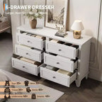 Kommode mit 6 Schubladen, hölzerne Aufbewahrungskommode, große breite Kommode als TV-Ständer, moderner Schubladen-Organizer für Schlafzimmer, Wohnzimmer, Flur, Eingangsbereich