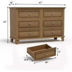 Kommode mit 6 Schubladen, hölzerne Aufbewahrungskommode, große breite Kommode als TV-Ständer, moderner Schubladen-Organizer für Schlafzimmer, Wohnzimmer, Flur, Eingangsbereich