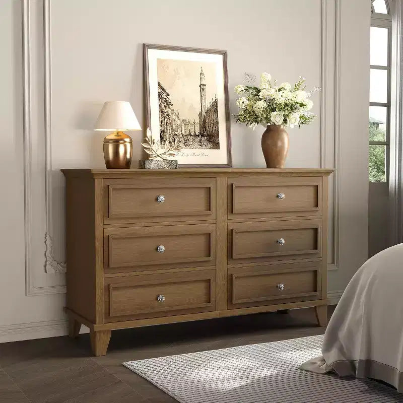 6-Schubladen-Kommode, Aufbewahrungsschrank aus Holz mit Schubladen, große, breite Kommode als TV-Ständer, moderne Schubladenorganizer für Schlafzimmer, Wohnzimmer, Flur, Eingangsbereich